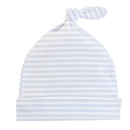 Baby Club Chic Lt Blue Stripe Pima Cotton Hat with Knot