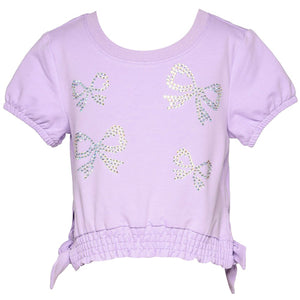 Baby Sara Purple Top with Rhinestone Bows