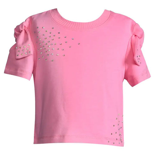 Baby Sara Pink Top with Bows and Rhinestones