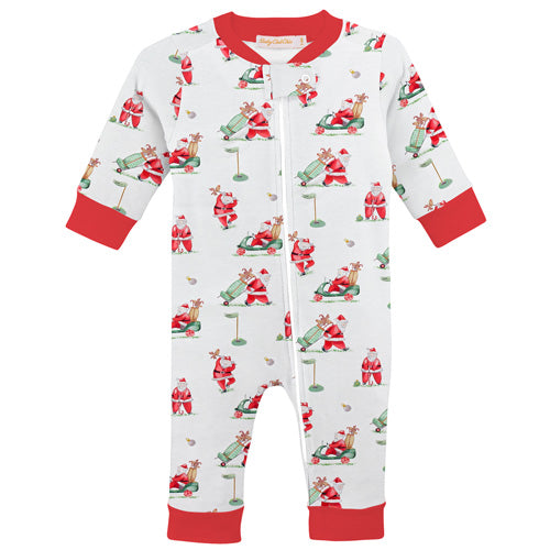 Baby Club Chic "Santa's Golf" Zip Coverall