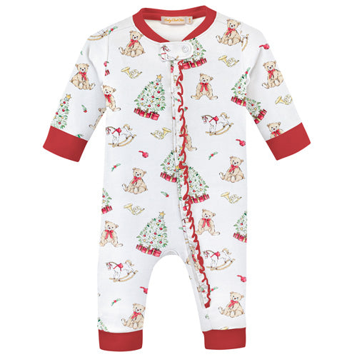Baby Club Chic "Holiday Time" Ruffle Zip Coverall