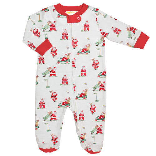 Baby Club Chic "Santa's Golf" Zip Footie