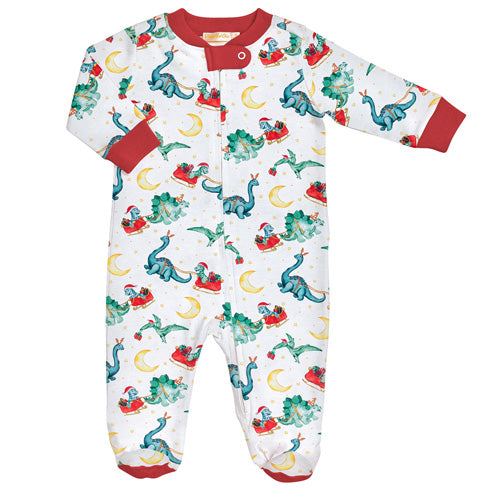 Baby Club Chic "Dino Claus" Zip Footie