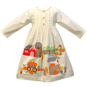 Cotton Kids Pumpkin Patch Embroidered Dress