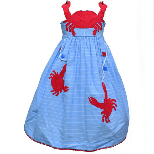 Cotton Kids - CK5062 - Blue Crab Applique Dress