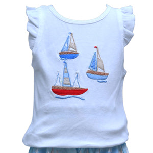 Cotton Kids Sailboat Top with Ruffles