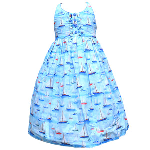 Cotton Kids Sailboat Back Dress