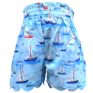 Cotton Kids Sailboat Scallop Shorts