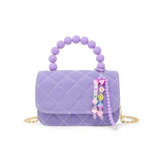 Purple Pearl Handle Message Charm Handbag