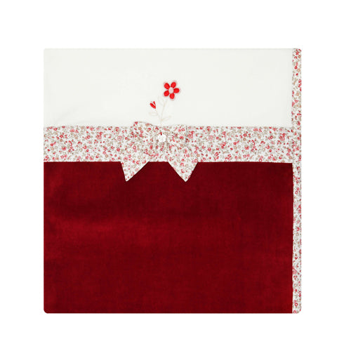 Deolinda Red and Off White Velour Blanket