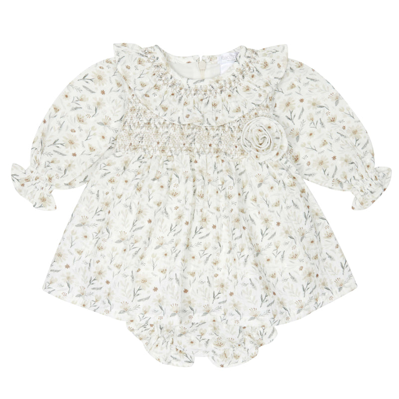 Deolinda Ivory Floral Smocked Dress
