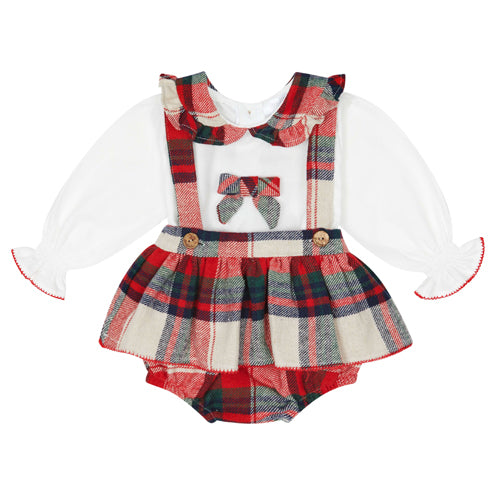 Deolinda Red, Navy and Hunter Green Plaid Bloomer Set
