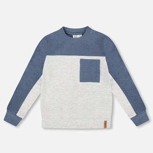 Deux par Deux Heathered Lt Grey and Navy  Shirt