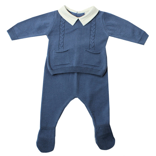 Dr. Kid Denim Blue Sweater Knit Set