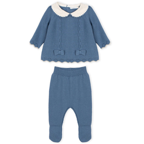 Dr. Kid Indigo Blue Sweater Knit 2 pc Set with Footie Pant