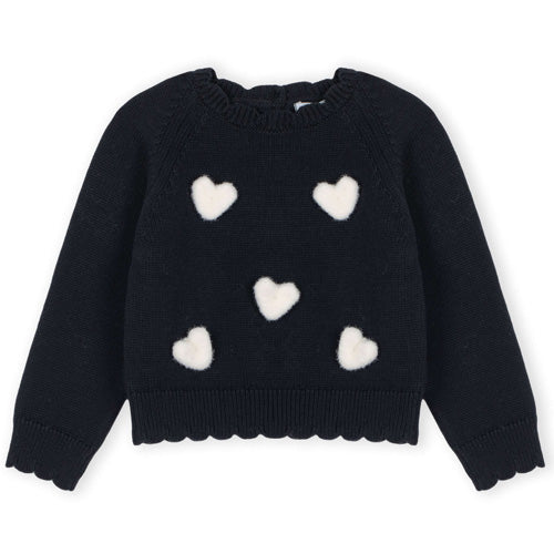 Dr. Kid Black Sweater with White Hearts