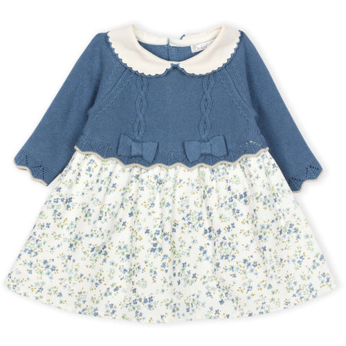 Dr. Kid Indigo Blue Sweater Knit and Woven Floral Dress - SOLD OUT