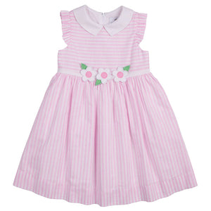 Florence Eiseman Pink Stripe Dress with Flowers