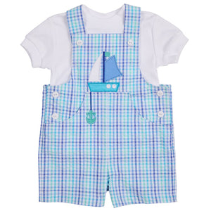 Florence Eiseman Blue Plaid Sailboat Shortall