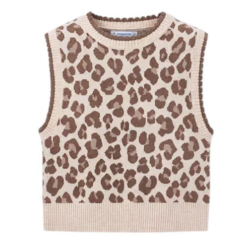 Mayoral - Chestnut Leopard Knit Vest
