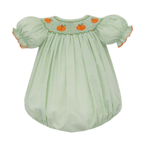Petit Bebe - Pumpkin Green & White Gingham Bubble