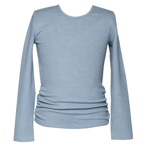 Hannah Banana Steel Blue Ribbed Top