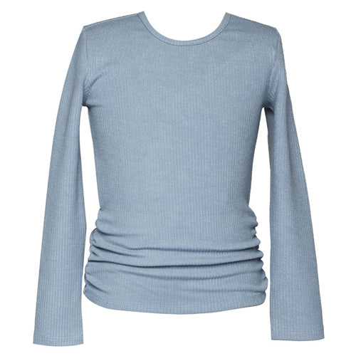 Hannah Banana Steel Blue Ribbed Top