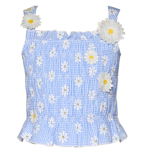 Hannah Banana Blue Daisy Smocked Top