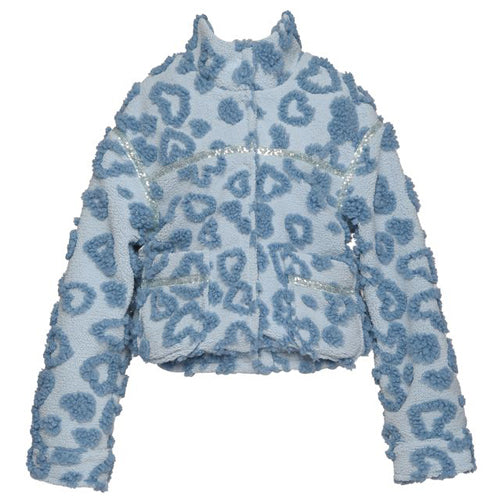 Hannah Banana Blue Heart Embossed Sherpa Jacket