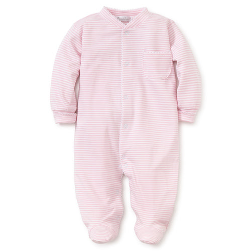 Kissy Kissy Simple Pink and White Stripe Footie
