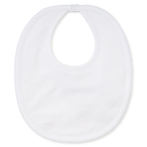Kissy Kissy White with Blue Trim Bib