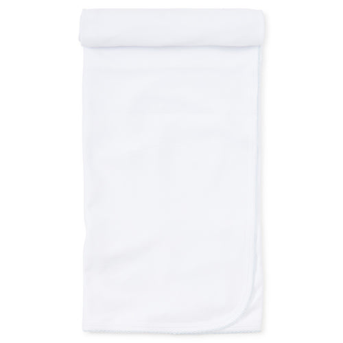 Kissy Kissy White with Blue Trim Blanket