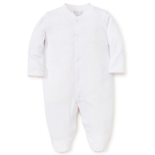 Kissy Kissy White with Pink Trim Footie