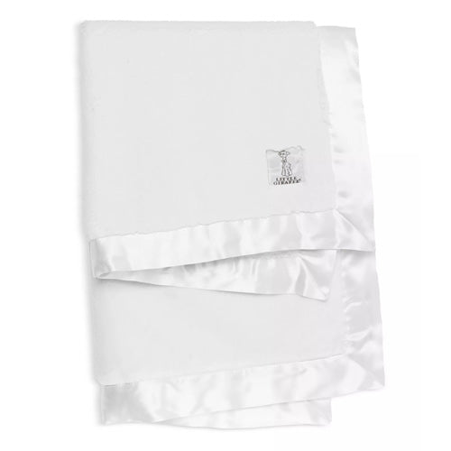 Little Giraffe - White Chenille & Satin Baby Blanket