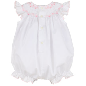 Luli & Me Feston White with Pink Smocked Bubble