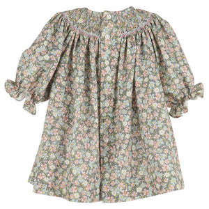 Luli & Me Green Floral Smocked Dress