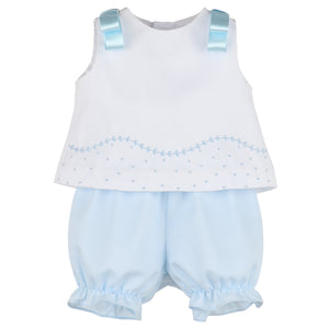 Luli & Me White and Blue Dot Bloomer Set