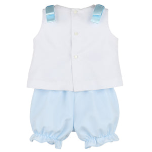 Luli & Me White and Blue Dot Bloomer Set