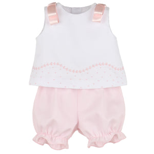 Luli & Me White and Pink Dot Bloomer Set