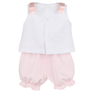 Luli & Me White and Pink Dot Bloomer Set