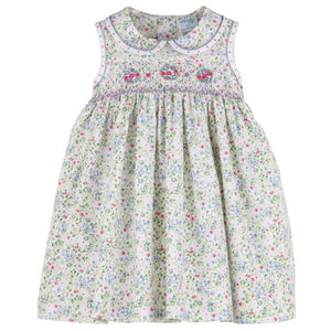 Luli & Me Bluebird Berry Bouquet Smocked Dress