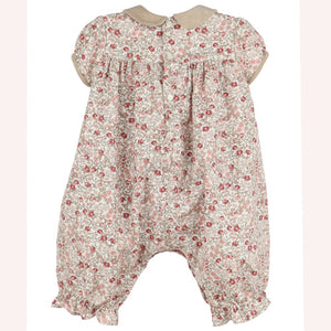 Luli & Me Rose Floral Vintage Quilted Long Romper