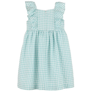 Luli & Me Green Gingham Smocked Dress