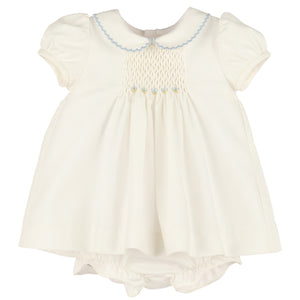 Luli & Me Blue "Sweet April" Smocked Dress, Bloomers & Bonnet