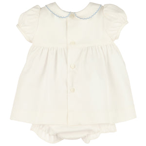 Luli & Me Blue "Sweet April" Smocked Dress, Bloomers & Bonnet