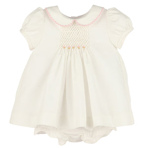 Luli & me Pink "Sweet April" Smocked Dress, Bloomer & Bonnet