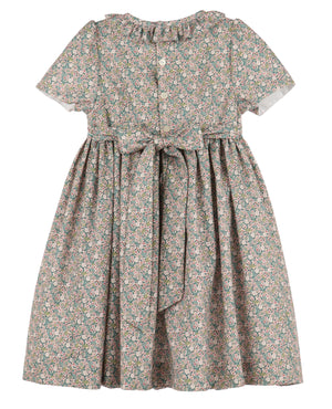Luli & Me Teal Forest Floral Smocked Dress