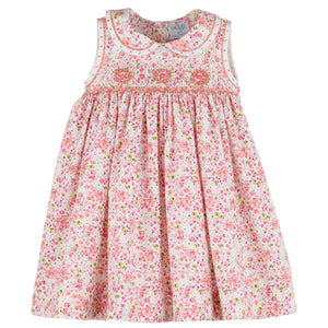 Luli & Me Pink Berry Bouquet Smocked Dress