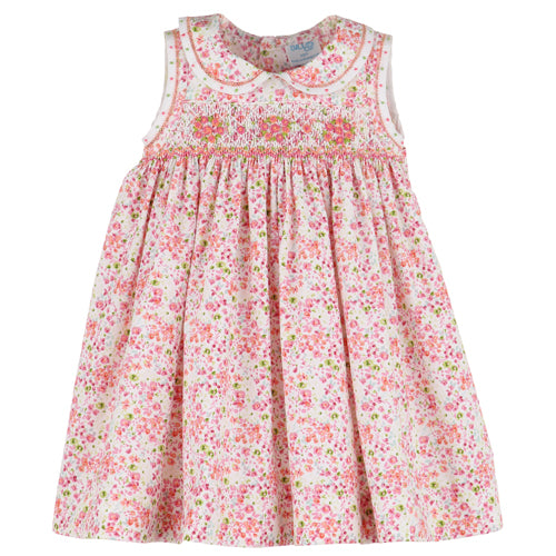 Luli & Me Pink Berry Bouquet Smocked Dress