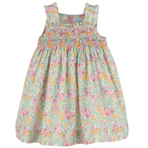 Luli & Me Pink Garden Smocked Dress